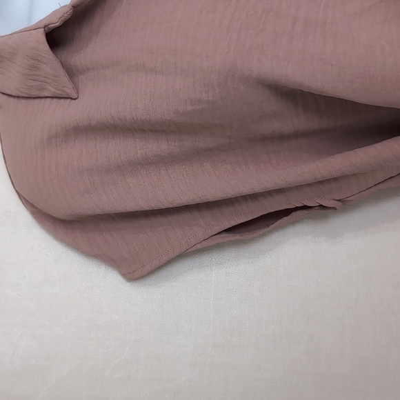 White Birch Mauve Nude Cap Sleeve Tie Waist Blouse Size Small - Picture 3 of 7